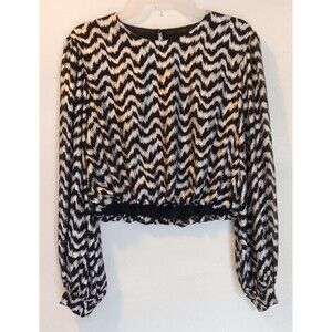 Zara Women's Silver Black Jacquard Dressy/Party Crop Top Size M